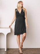Eve Maternity Classic Wrap Feeding Dress in Black (6615743856743)