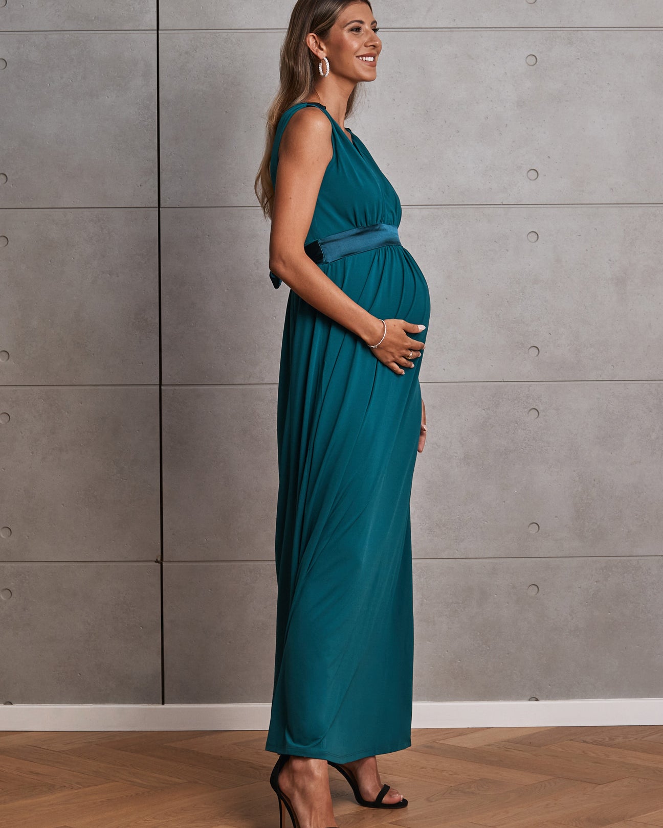 Carla Maternity Evening Dress in Teal Green - Angel Maternity - Maternity clothes
