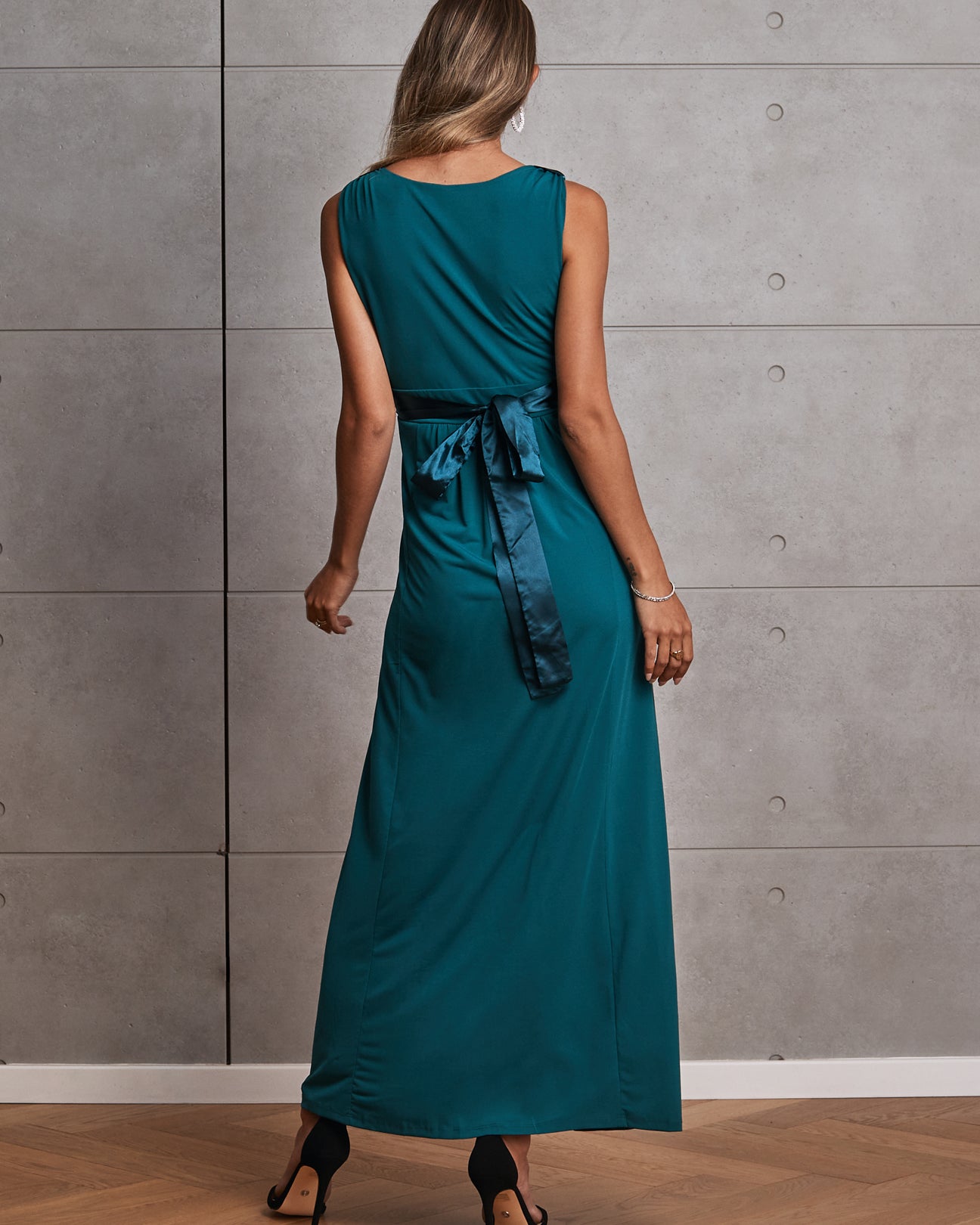Carla Maternity Evening Dress in Teal Green - Angel Maternity - Maternity clothes