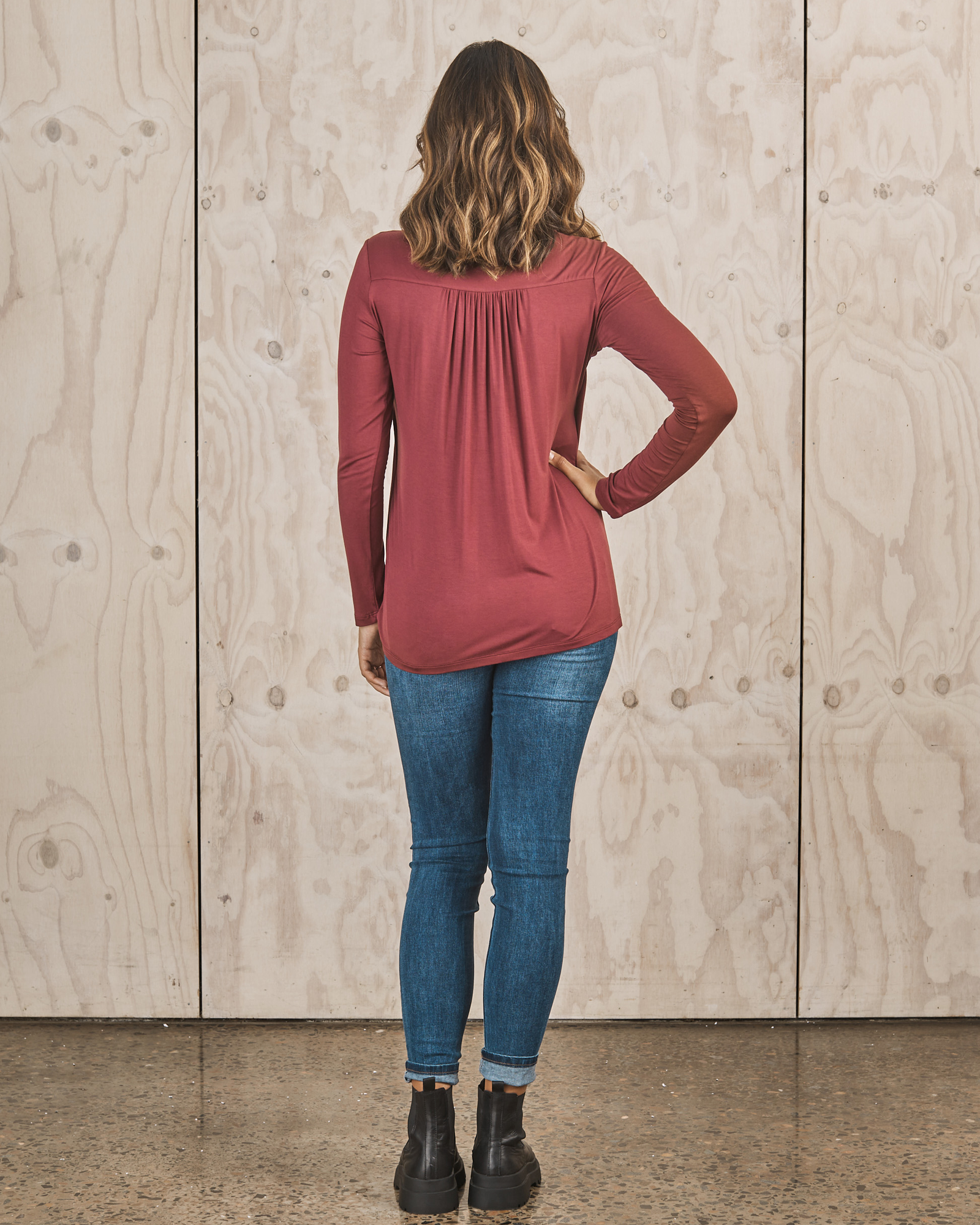 Back view- maternity nursing top with long sleeve from Angel Maternity