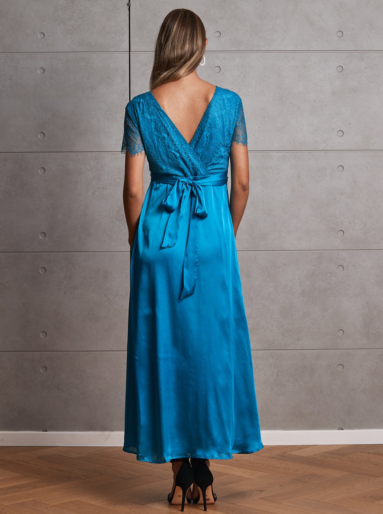 Anya Maternity Formal Party Lace Dress - Blue - Angel Maternity - Maternity clothes