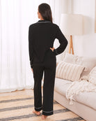 Back View - Maternity and nursing pyjama set black