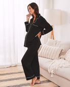 side View - Maternity and nursing pyjama set black