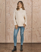 Pregnancy Lifestyle -  Maternity roll neck rib jumper in cream