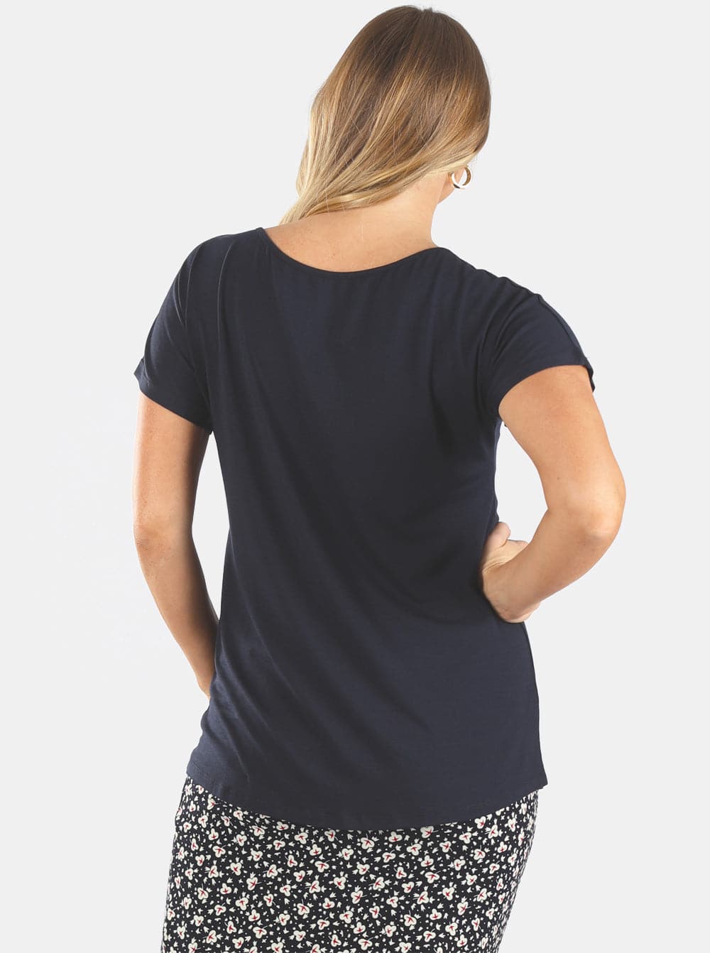 Maternity Navy Rib Split Top - Angel Maternity - Maternity clothes - shop online (6600198848615)