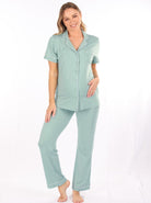 Maternity and Nursing Pyjama Long Pant Set in Sage (6541727858791)