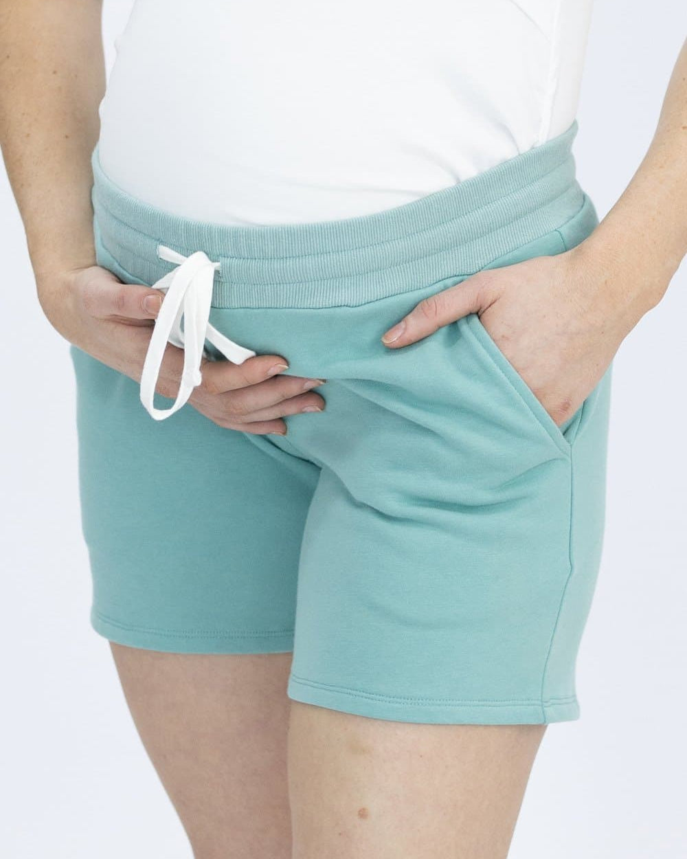 Cotton Maternity Summer Shorts in Sage - Angel Maternity - Maternity clothes - shop online (4697589022823)