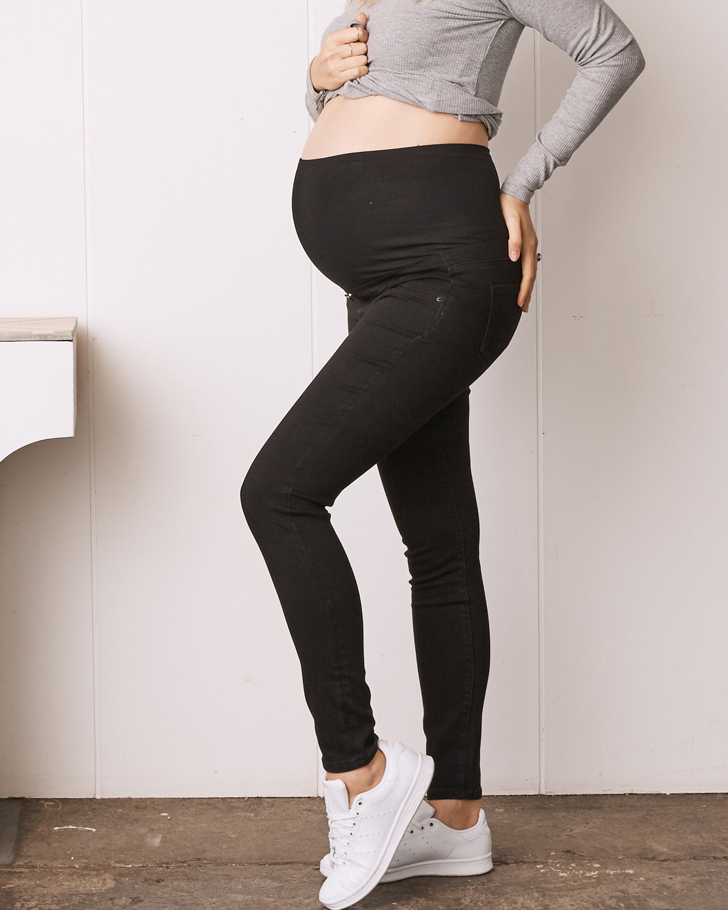 Over the Bump Skinny Maternity Denim Jeans Black (6583886053479)