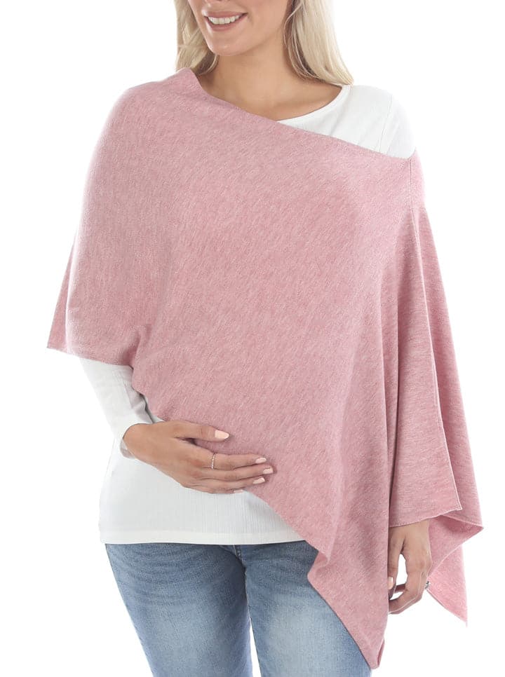 A woman in luxury moozie mama wrap poncho maternity nursing cover, front (6643007324263)