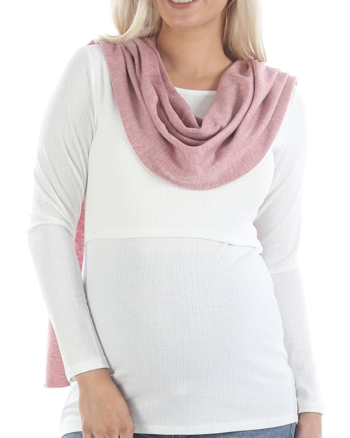 A woman in luxury moozie mama wrap poncho maternity nursing cover, front 3 (6643007324263)