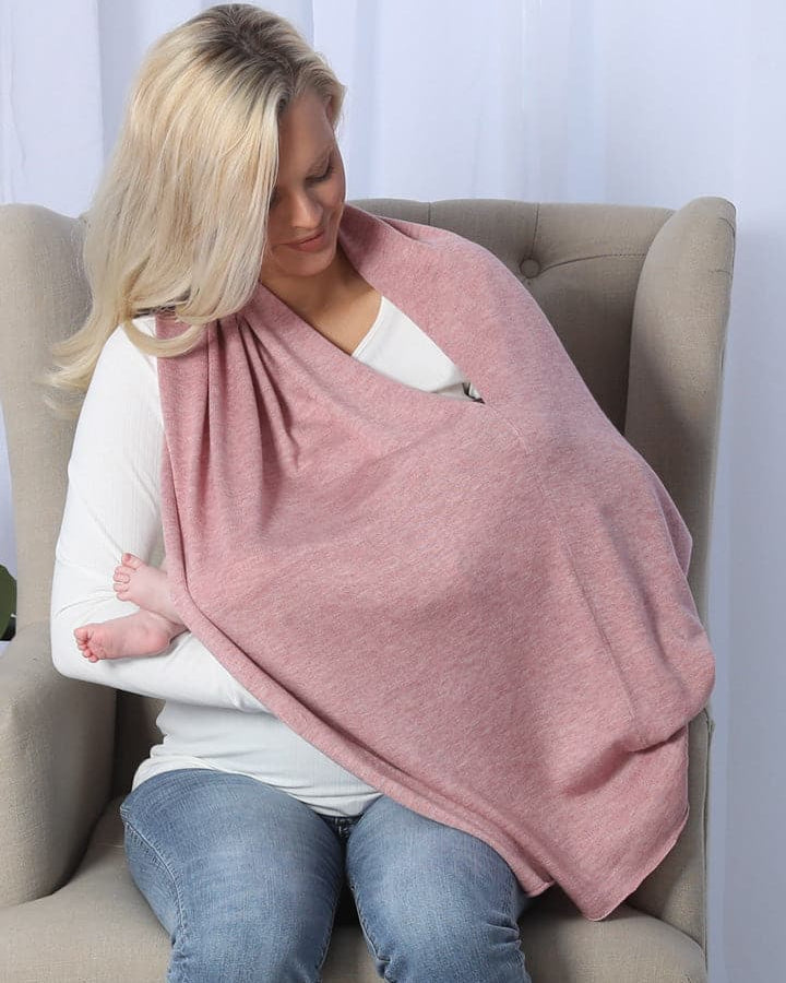 A woman in luxury moozie mama wrap poncho maternity nursing cover, main (6643007324263)
