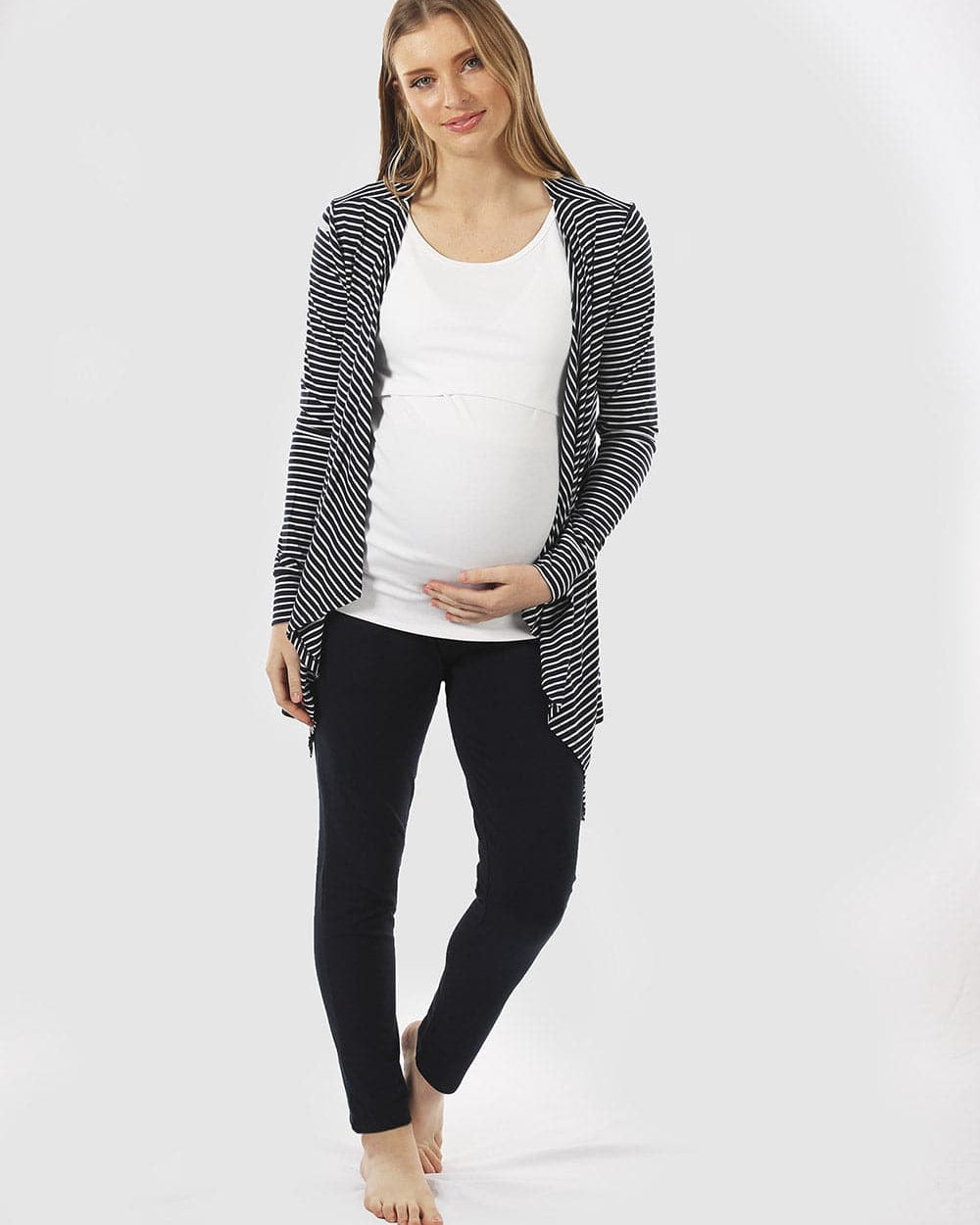 "Street to Home" Maternity 3 Pieces Relax Outfit in Navy Stripe (6686659772519)