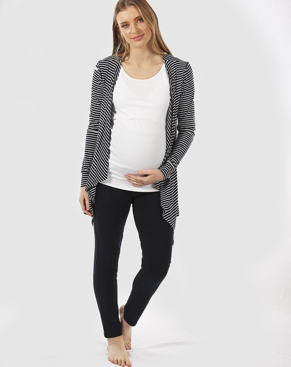 "Street to Home" Maternity 3 Pieces Relax Outfit in Navy Stripe (6686659772519)