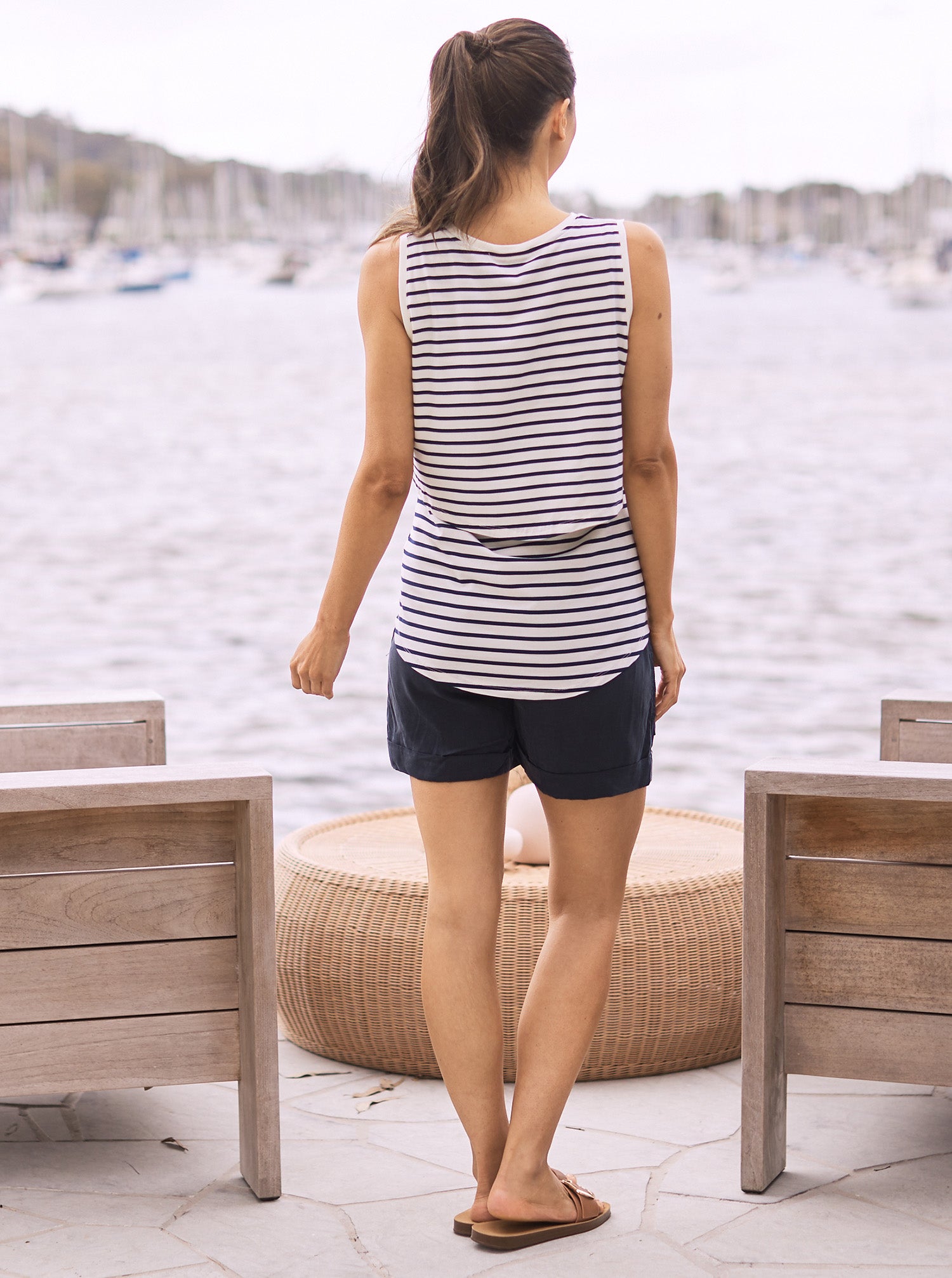 Maternity & Nursing Navy Stripes Tank (6578382372967)