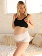 Main view - A pregnant Woman in Marl Grey Maternity Lace Underwear in Bamboo from Angel Maternity   (6701580222567)