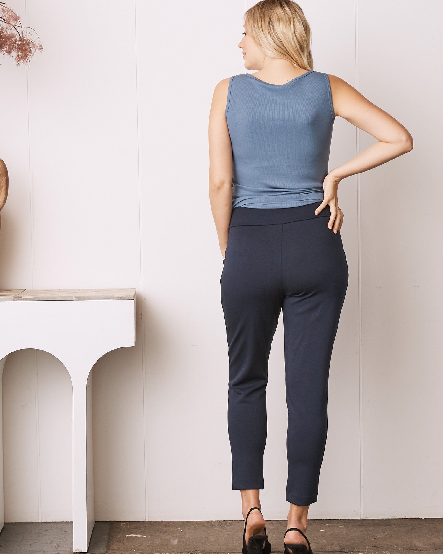 Soft Ponti Relaxed Fit Maternity Pants - Navy (1931396481127)