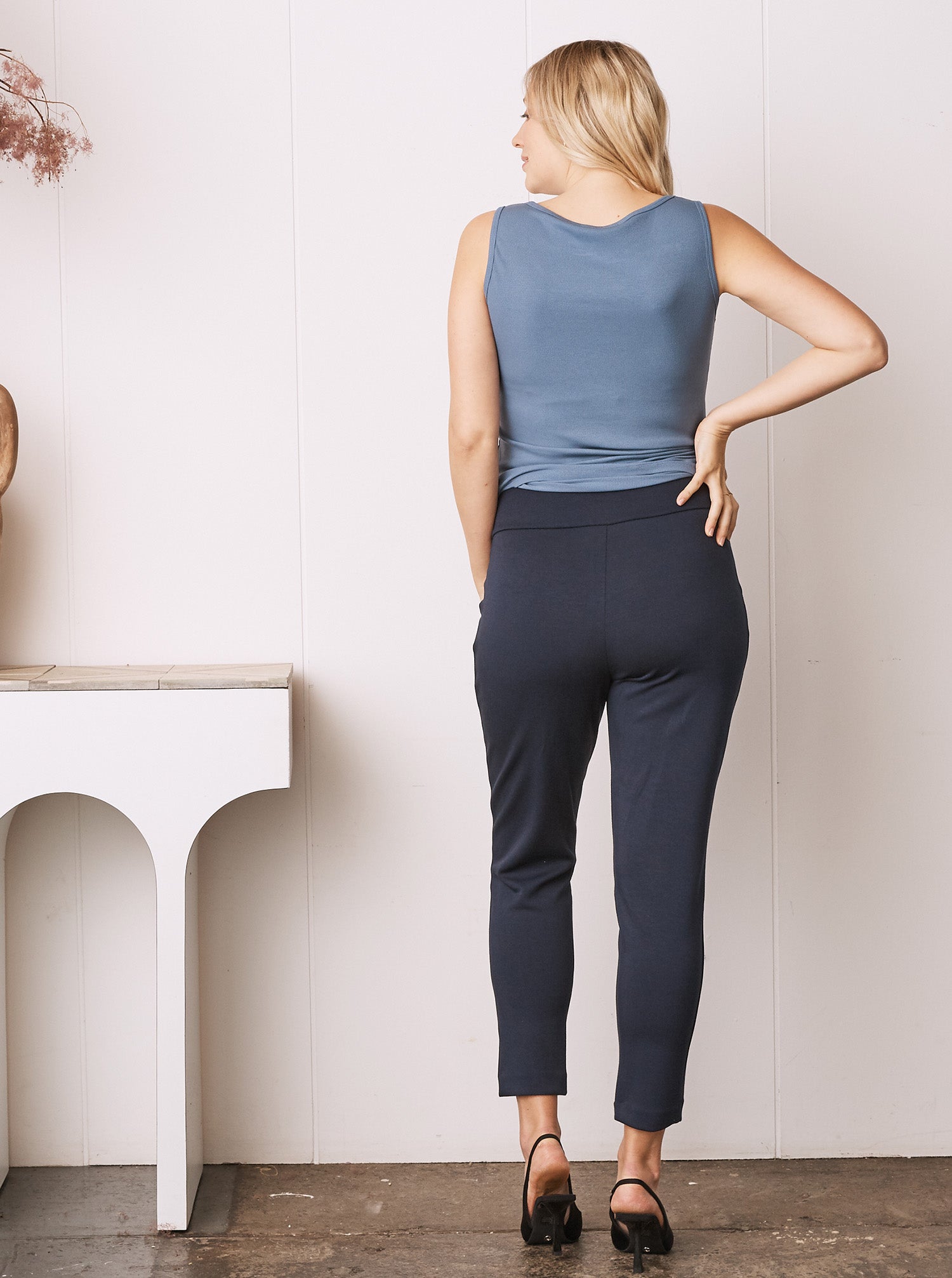 Soft Ponti Relaxed Fit Maternity Pants - Navy (1931396481127)