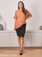 The Ruched Fitted Black Bamboo Maternity Skirt (4476305834087)