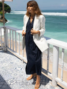 Maternity Linen Jacket in White (6699018584167)