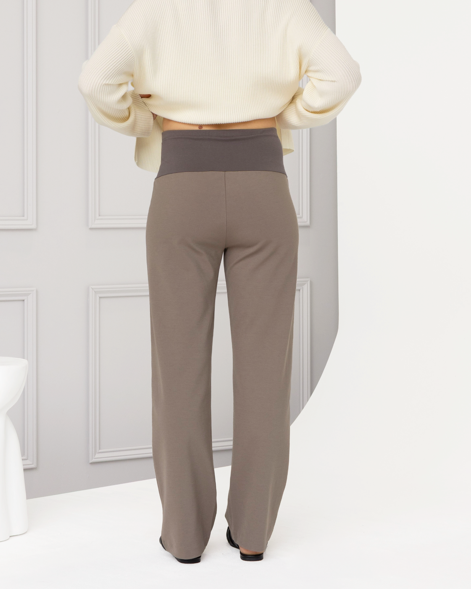 khaki grey colour maternity high waist pants
