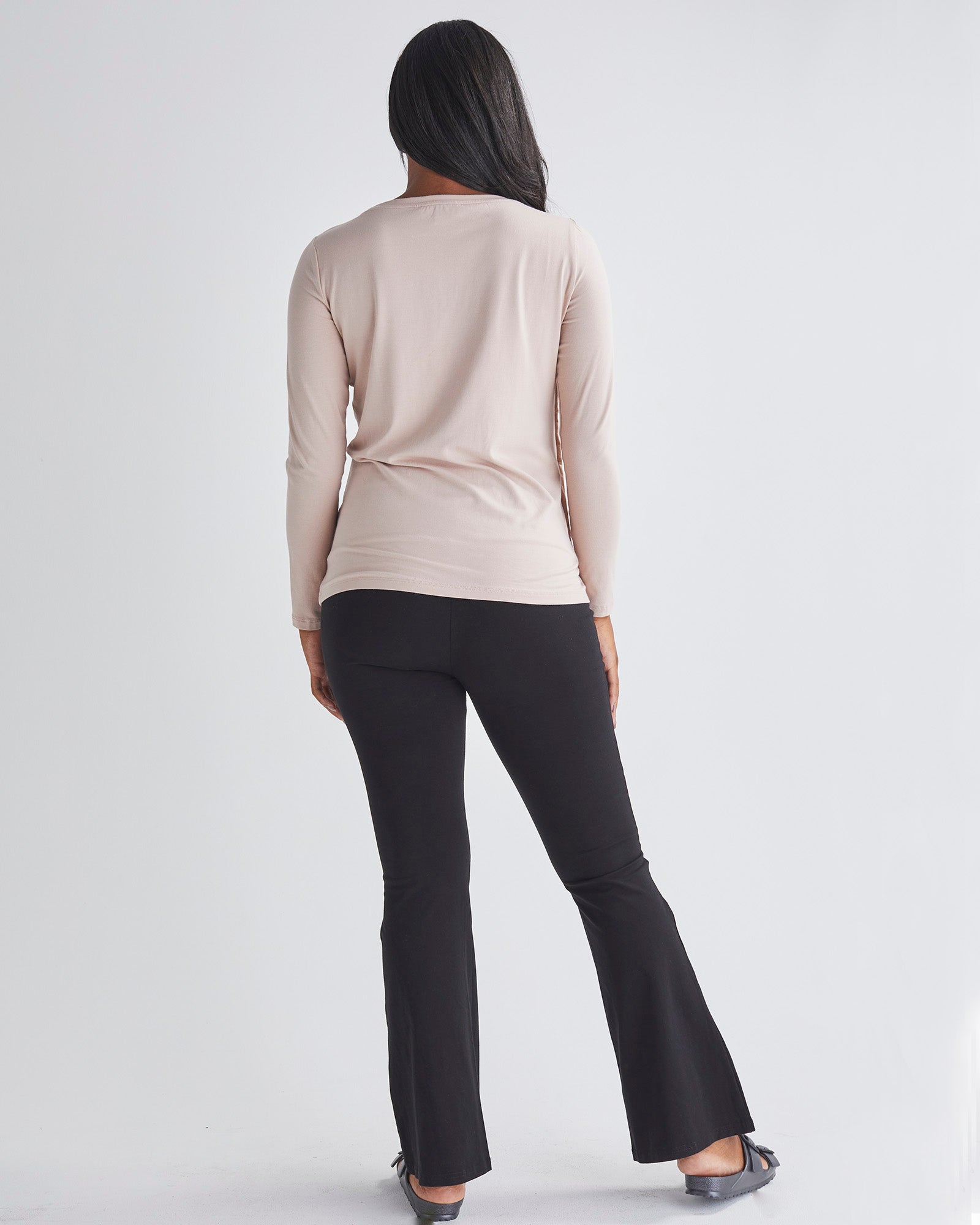 Back View - Long Sleeve  Nursing Petal Top in Blush Pink from Angel Maternity