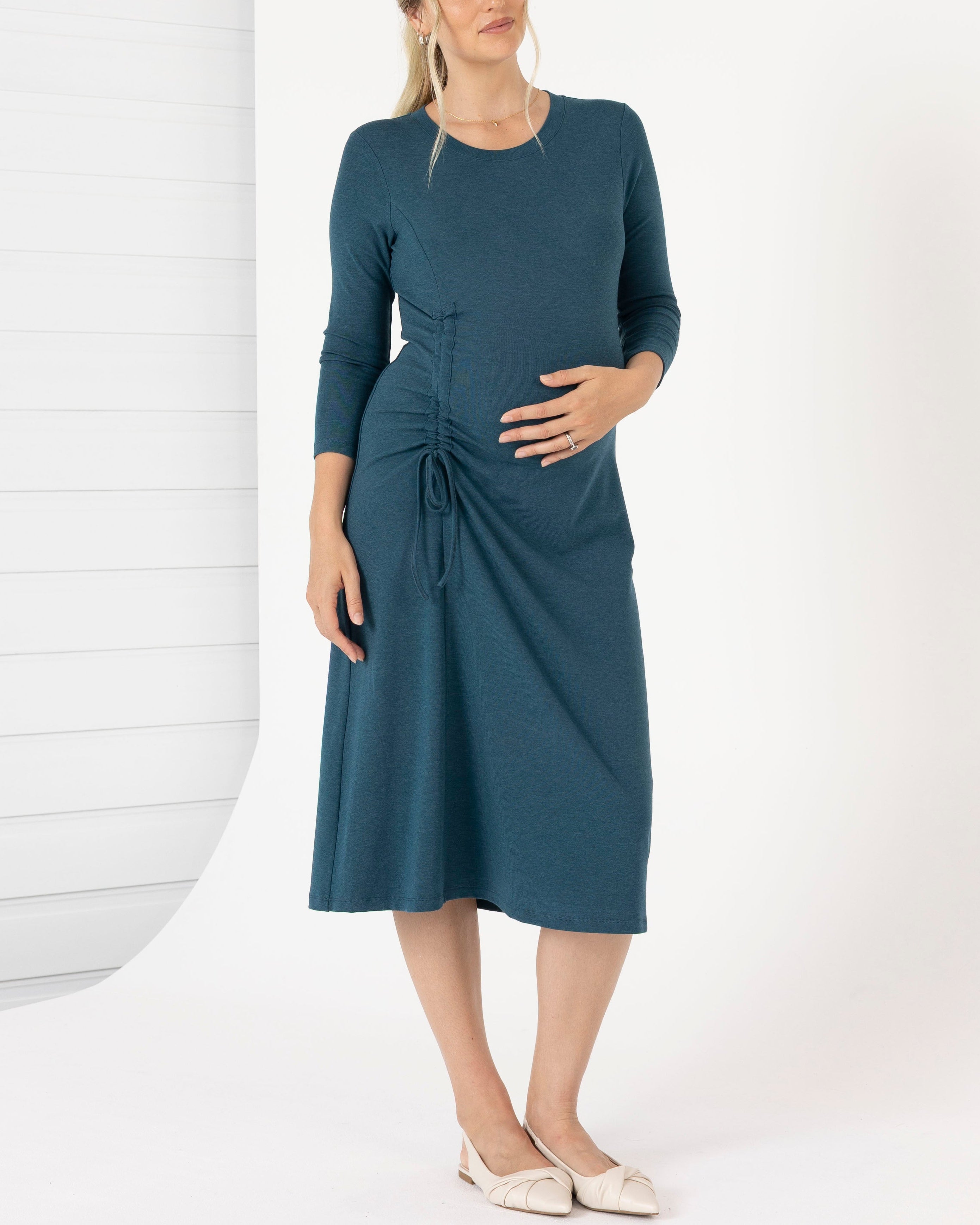 winter maternity dresses australia Annabella Pink Knit Maternity Midi Dress Angel Maternity Australia