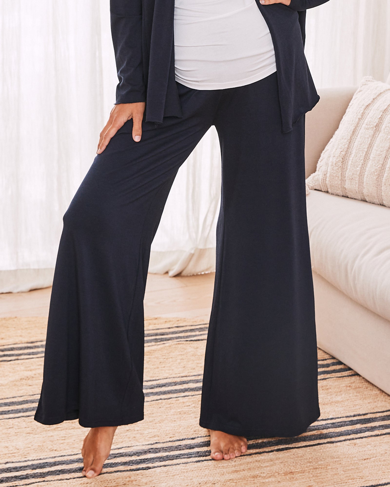 Debra Wide Leg Maternity Bamboo Pants in Navy – ANGEL MATERNITY