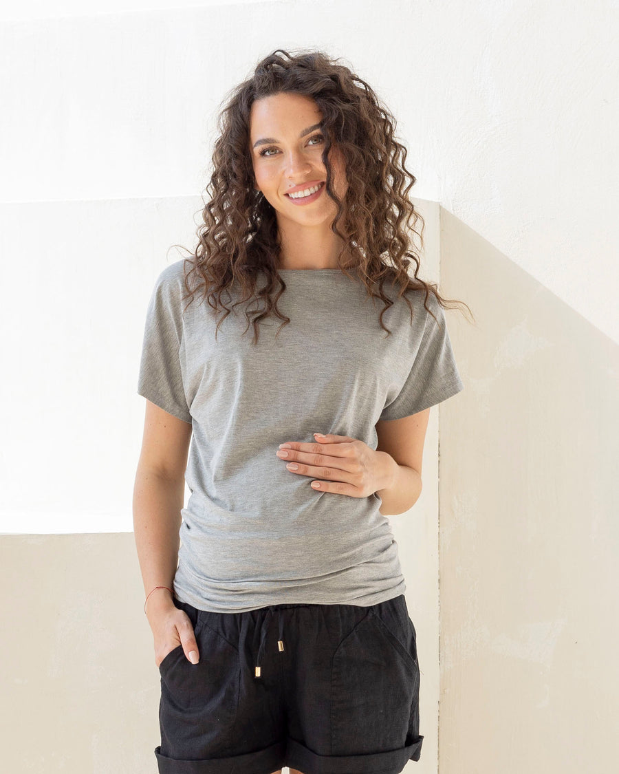 Reversible Maternity T-Shirt in Grey Marl