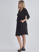 Side View -Maternity/nursing Relaxed fit Easy nursing button opening Drawstring waist from Angel Maternity