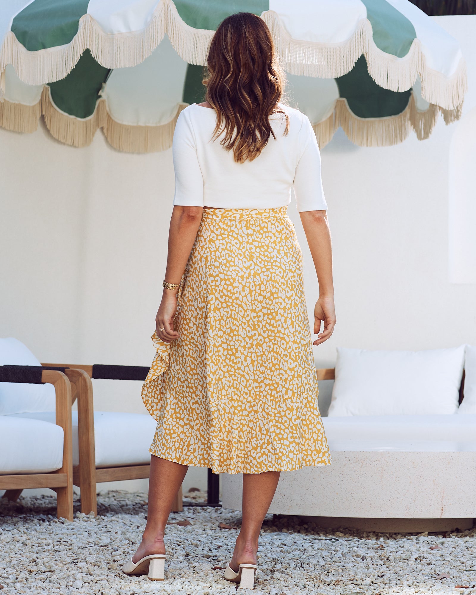 Mustard skirt outlet midi