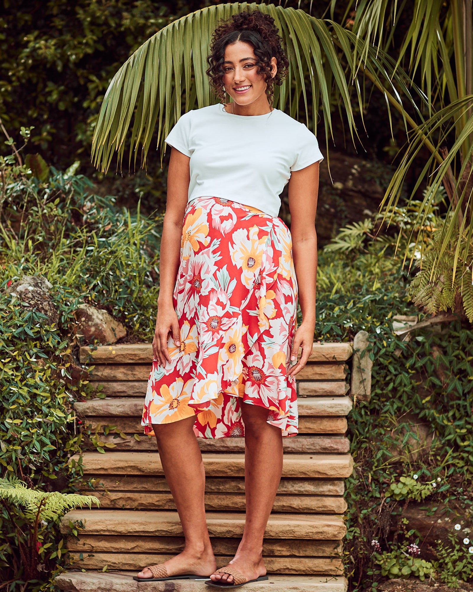 Floral wrap midi top skirt