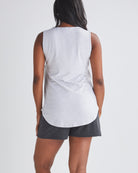Back View - A Pregnannt Woman Wearing 2-piece Maternity/Nursing Pyjama Set - Top & Shorts from Angel Maternity.