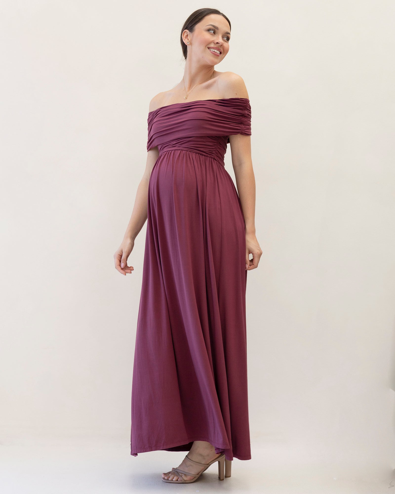 Ariana Maxi Maternity Moon Dress in Wine Red Angel Maternity Australia Ariana Maxi Maternity Moon Dress in Wine Red Angel Maternity Australia