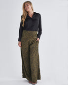 Main view-Lightweight and flowy Wide leg Shirred waistband at back to accomodate growing bumps from Angel Maternity