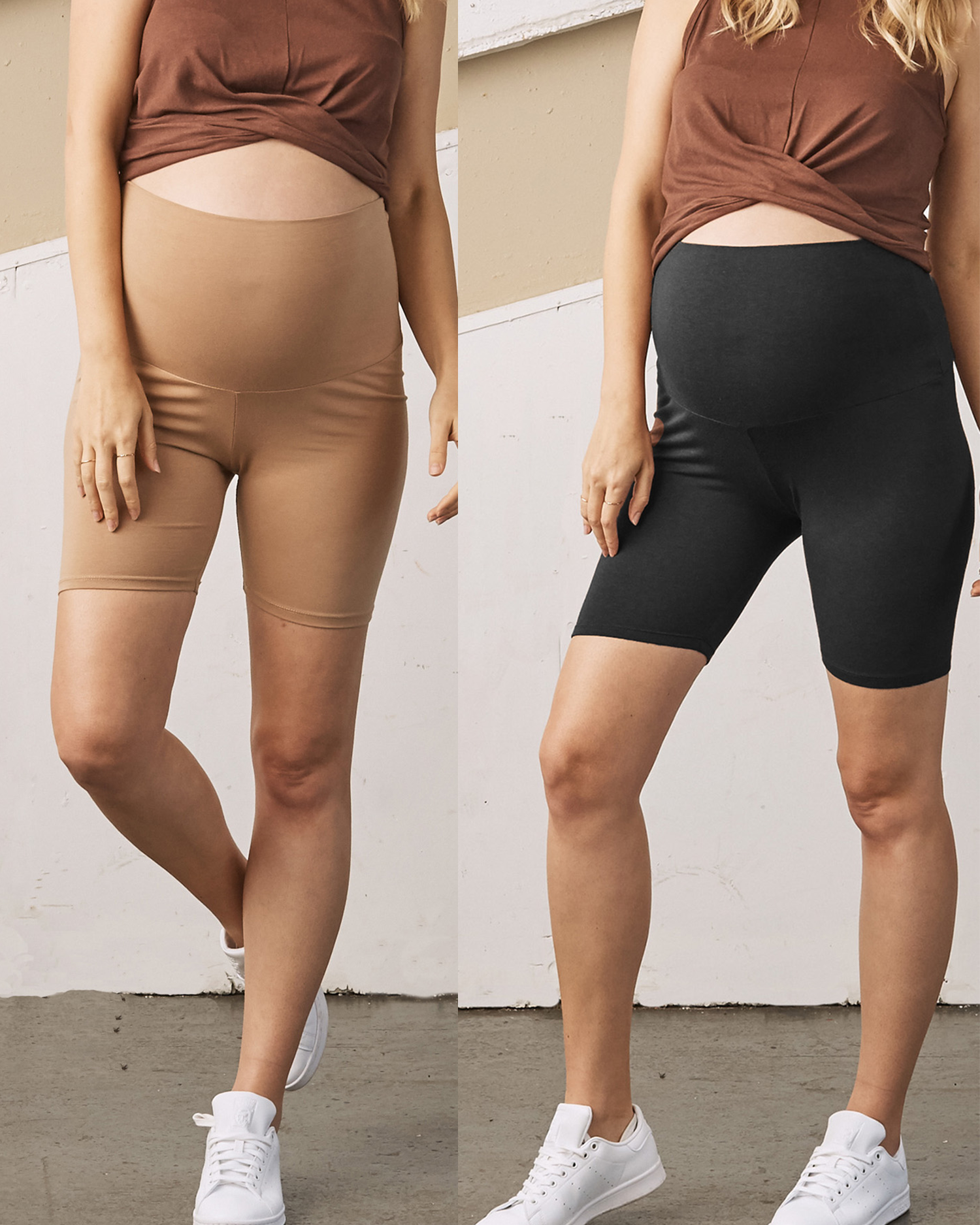 2-pack Maternity Comfort Shorts in Black & Nude from Angel Maternity