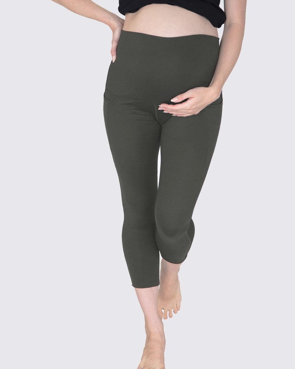 Maternity Workout 3/4 Length Legging - Khaki Green - Angel Maternity - Maternity clothes - shop online (6597620007015)