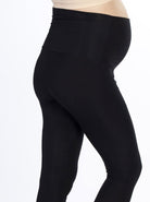 A model in 2 pack black maternity foldable waist leggings, side (4506713227367)
