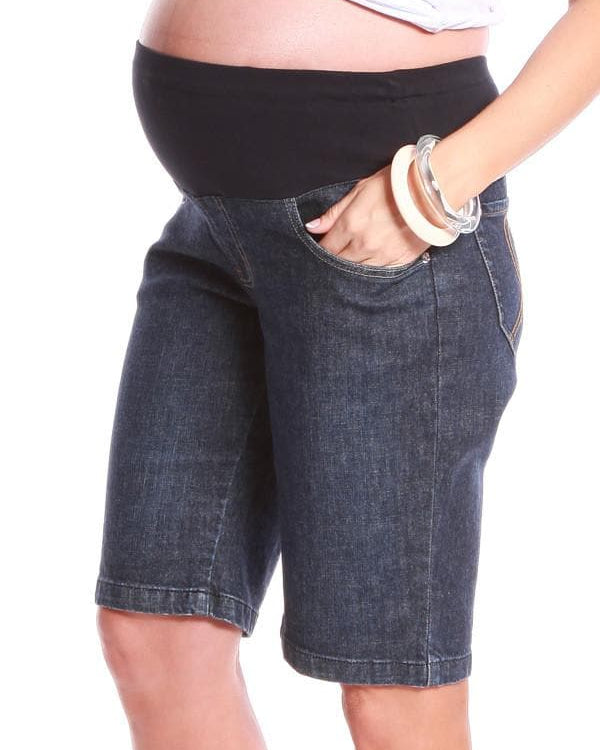 Maternity Denim Jean Shorts - Stone Wash - Angel Maternity - Maternity clothes - shop online (10013453254)