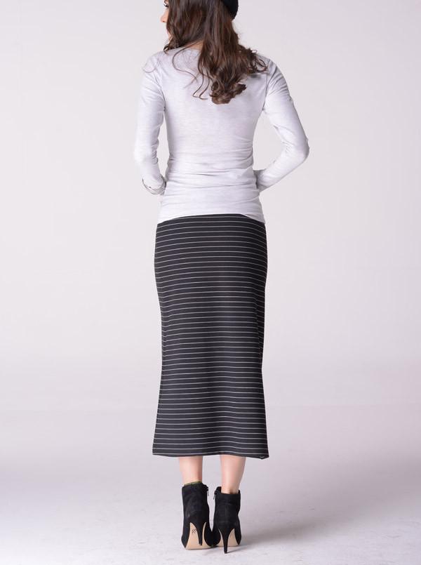 Angel Maternity  Skirt in Tube Style in Black/Snow Stripe (10013448390)