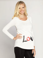 Angel Maternity LOVE Foot Print Long Sleeve Tee - Grey/ Black (10007179142)