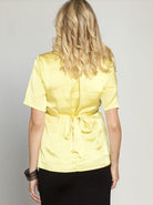 Angel Maternity Tie Back Chiffon Dressy Short Sleeve Top - Mustard (10006677958)