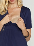 Crossover Short Sleeve V-Neck Top - Black - Angel Maternity - Maternity clothes - shop online (9984369414)