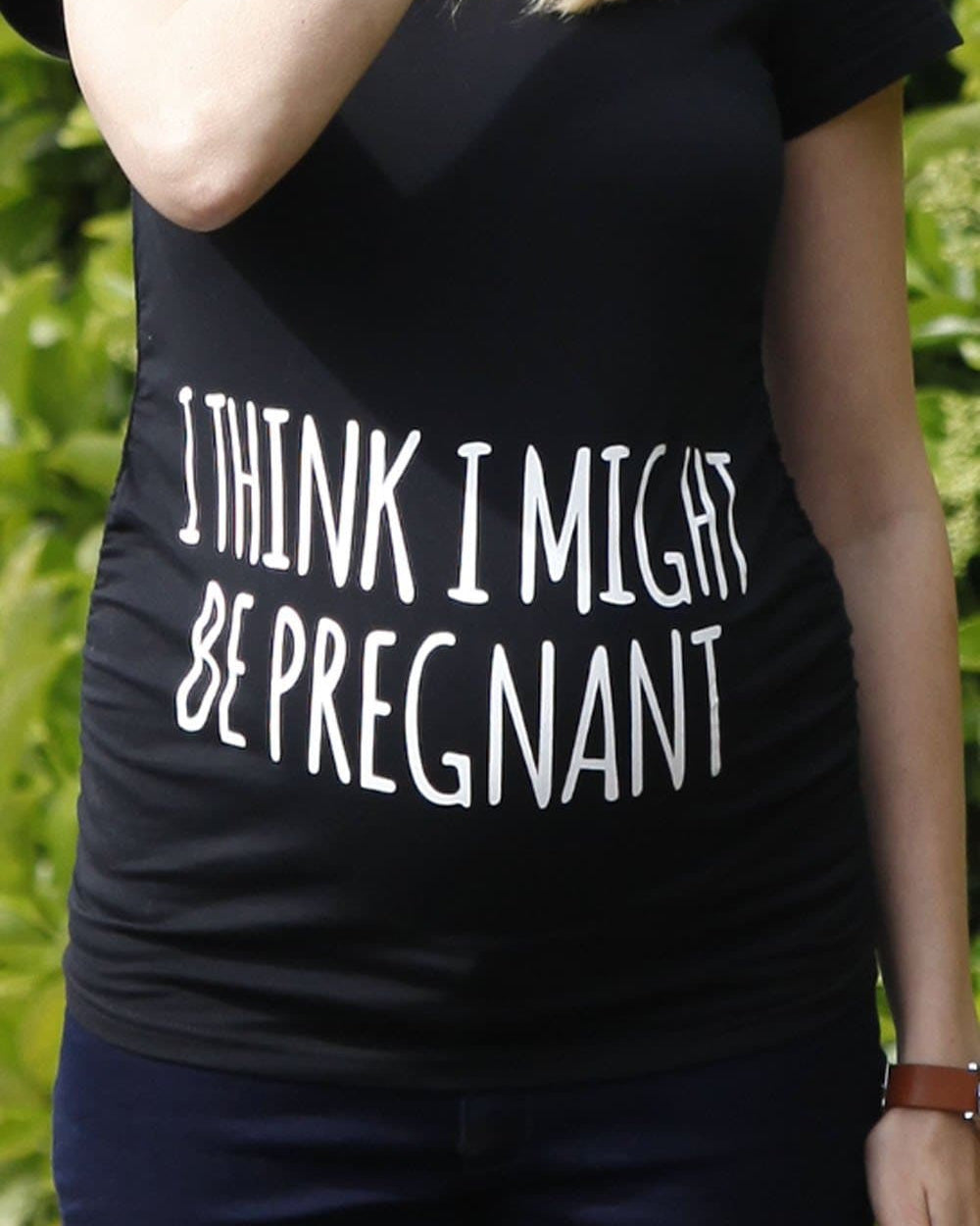 Basic Maternity Slogan Fitted Tee - I Think I might Be Pregnant - Angel Maternity - Maternity clothes - shop online (9984359814)