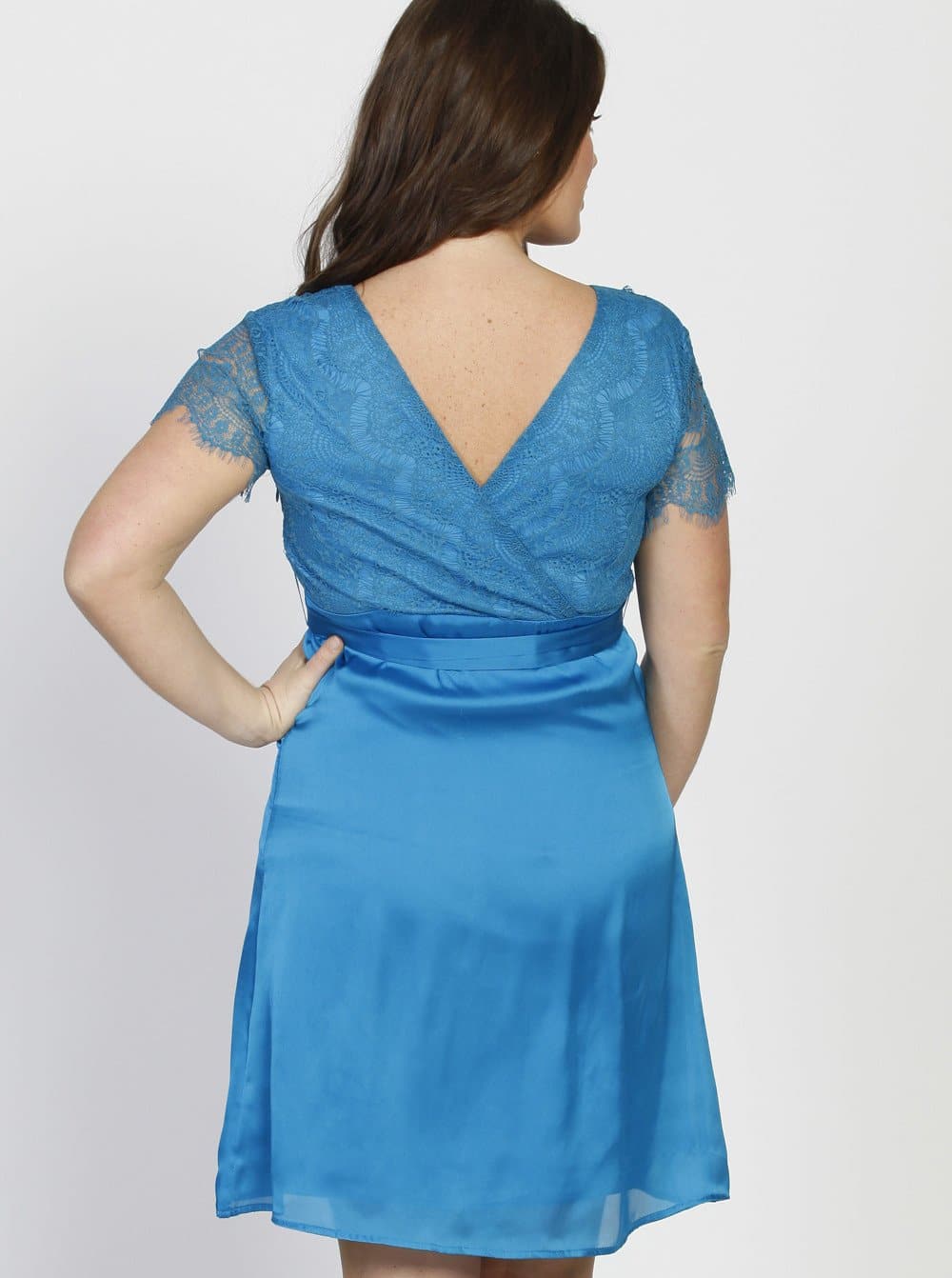 Maternity Mid Length Lace Party Dress - Teal - Angel Maternity - Maternity clothes - shop online (10007714182)