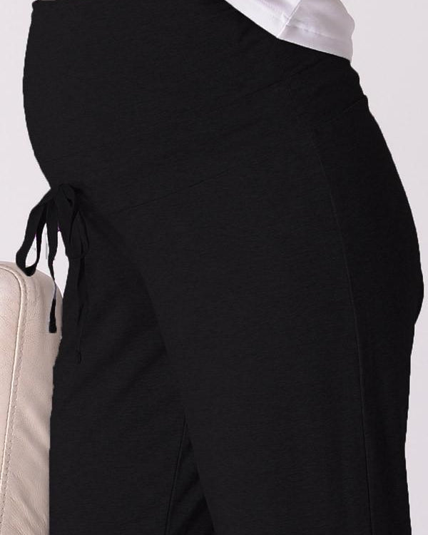 Maternity Cropped Yoga Pant in Plain Black with High Waist - Angel Maternity - Maternity clothes - shop online (10010722950)