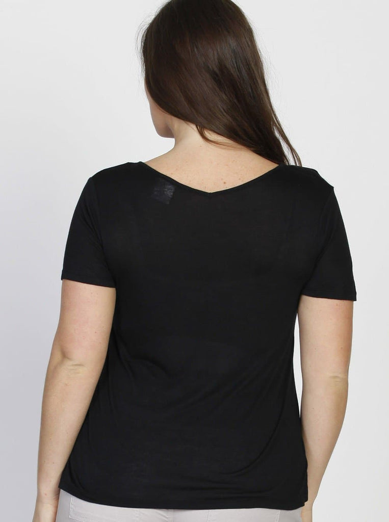 Angel Maternity Summer Short Sleeve V-Neck Blouse Top - Black (10007314374)