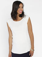 Maternity Stretchy Round Neck Top in White (10006674950)