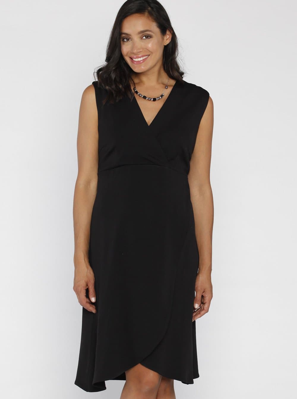 Maternity Little Black Dress in Mock Wrap Petal Style - Angel Maternity - Maternity clothes - shop online (10007641990)