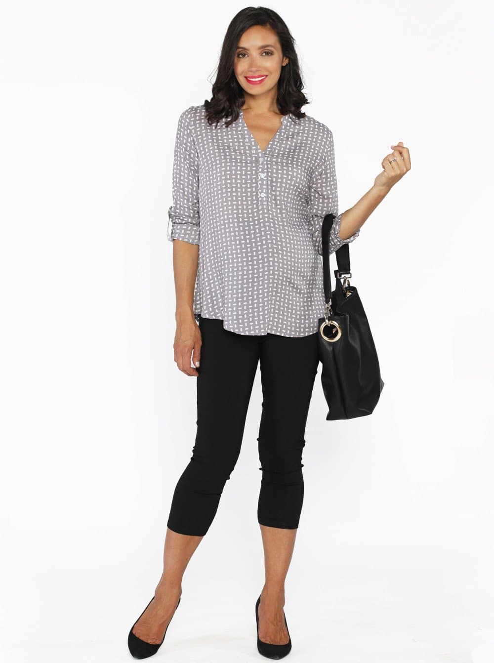 Maternity Cropped Stretchy Capri Pants in Black - Angel Maternity - Maternity clothes - shop online (10010727558)