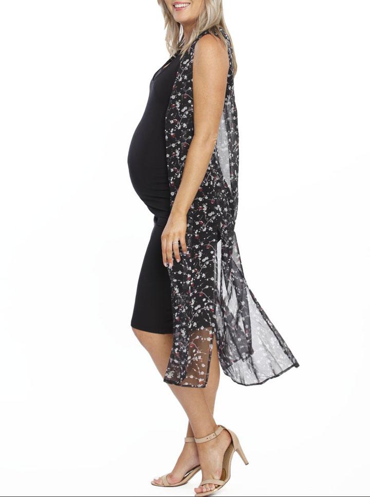 Maternity Chiffon Sleeveless Summer Long Cardigan - Floral - Angel Maternity - Maternity clothes - shop online (1589278933095)